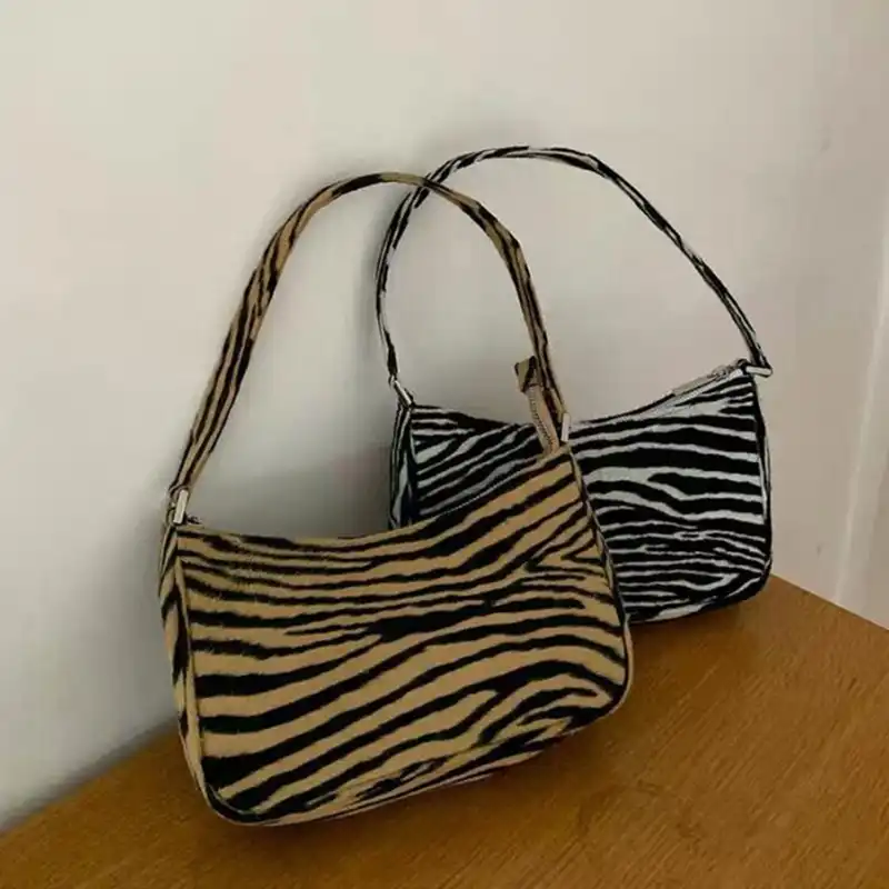 Retro Zebra Muster Baguette Tasche Fur Frauen 21 Flanell Schulter Tasche Erweiterte Design Achselhohle Tasche Mini Handtasche Dame Geldborse Sac Wichtigsten Schultertaschen Aliexpress