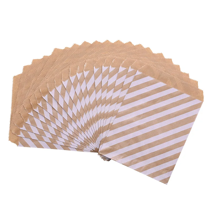 25pcs Kraft Paper Bags Treat Candy Bag Chevron Polka Dot Bags for Wedding Birthday Xmas New Year Party Favors Supplies Gift Bags