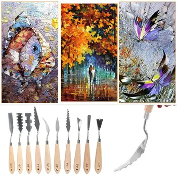 

10pcs/set Stainless Steel Painting Palette Knife Oil Paint Spatula Scraper for Artist Acrylic Paintings Tools