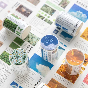 

1 Roll Ins Style Sulfuric Acid Paper Masking Tape Letters Pattern Decorative Wide Washi Tape DIY Scrapbooking Journal Decoration
