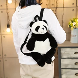 Panda Плюшевый Рюкзак с изображением животных, тигра, панды, полярного медведя, пушистые рюкзаки из искусственного меха для маленьких детей, аксессуары для маленьких детей - Цвет: Panda