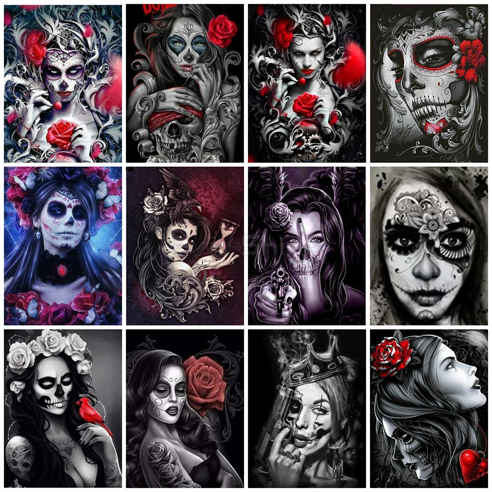 5D Diamond Painting full drill Round Skull diamond embroidery Girl Cross stitch Sale Handicraft Art Hobby Gift | Дом и сад