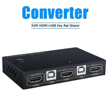 

USB HDMI KVM Switch Box 2 Port 4K Video Display USB Switch KVM Switcher Splitter Box for 2 PC Sharing Printer Keyboard Mouse KVM