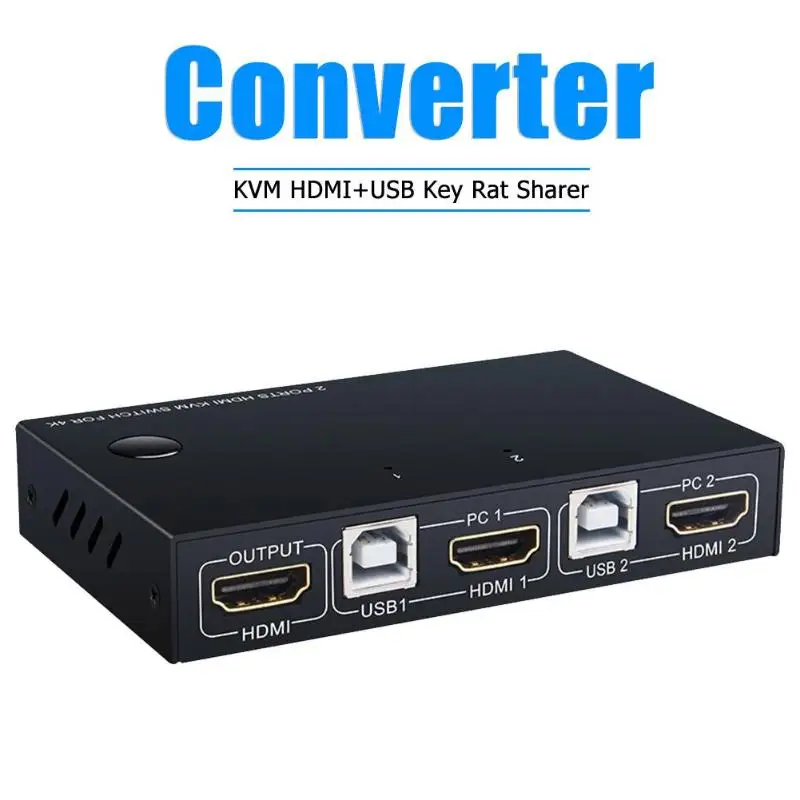 Online USB HDMI KVM Switch Box 2 puerto de visualización de Video 4K de interruptor USB KVM conmutador divisor caja para 2 PC compartir impresora teclado ratón KVM