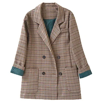 

NiceMix New Blazer Feminino Ladies Blazer Suit Jacket Female Retro New Spring Long Sleeve One Button Suit Blazer Women Blaser Mu