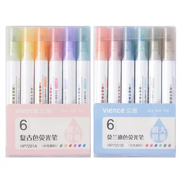 

6pcs/set Morandi Fluorescent Pen High Quality Cute Creativity Highlighter Pen Bullet Journal Pens Kawaii Art Supplies
