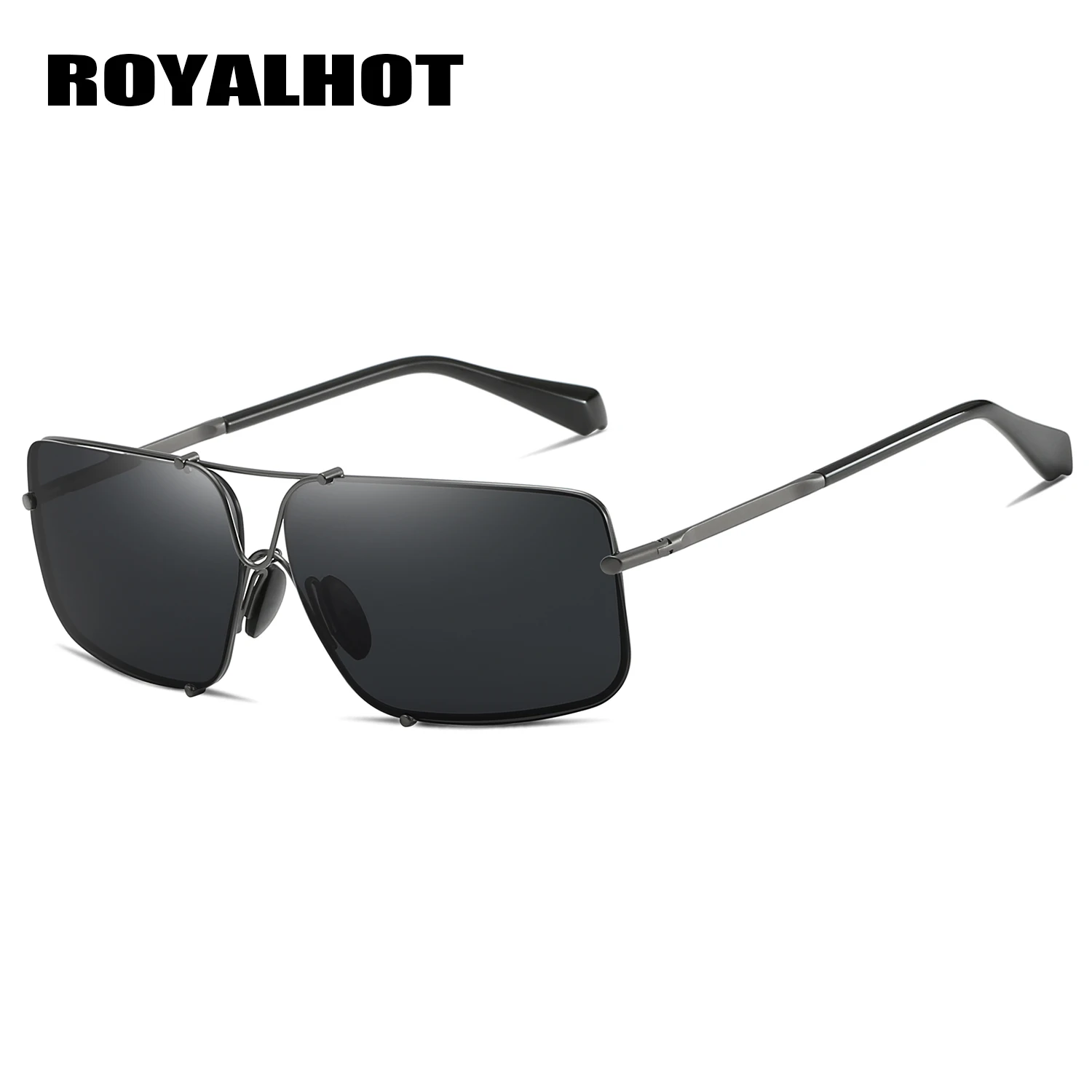 RoyalHot, мужские, Wo, поляризационные, сплав, Прямоугольная оправа, солнцезащитные очки, для вождения, солнцезащитные очки, оттенки, Oculos masculino, мужские, 90096 - Цвет линз: Grey