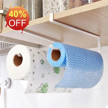 

Paper Towel Storage Holder Kitchen Tissue Rack Iron Roll Hanger Punch-free Storage Shelf Organizer Kitchen Cabinet Accessories