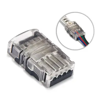 

5pcs RGB LED Strip Connector 4 Pin 5050 10mm Colorful LED Tape Light Connector For IP20 Waterproof IP65 Strip To Wire Use