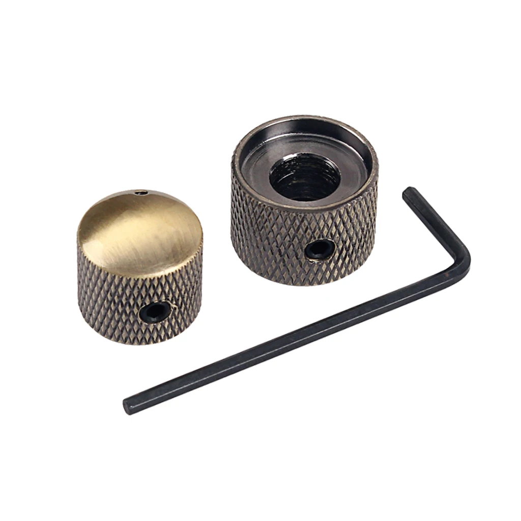 Steel Iron Double Layer Guitar Potentiometer Knobs With Wrench String Instrument Parts