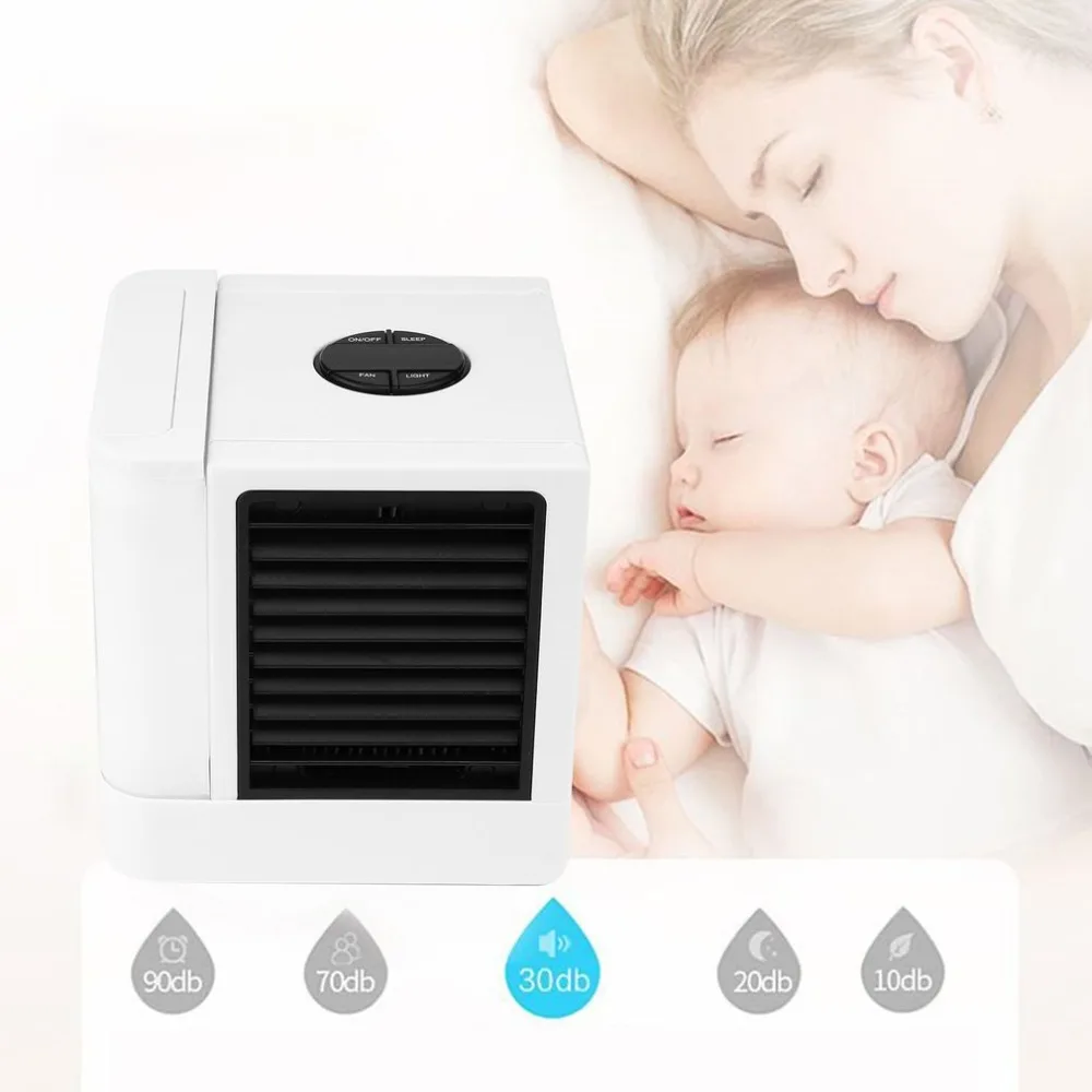 

2018 USB Mini Air Conditioner Humidifier Purifier 3 Modes 7 Colors Light Desktop Cooling Fan for Office Home Outdoor Travel
