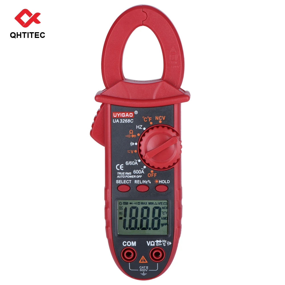 

QHTITEC UA3268C Clamp Meter Profsional Multimeter Digital Auto-Ranging TRMS 6000 Counts Voltage Tester Temperature Capacitance