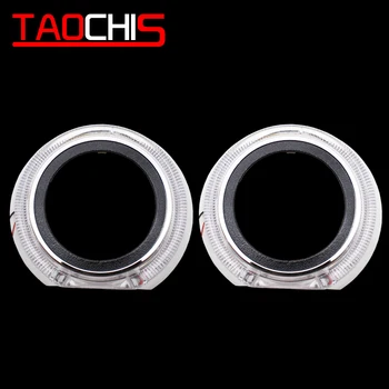 

TAOCHIS 3.0 inches bi xenon projector lens car headlights shroud LED DRL chrome mask with angel eyes white red blue yellow color