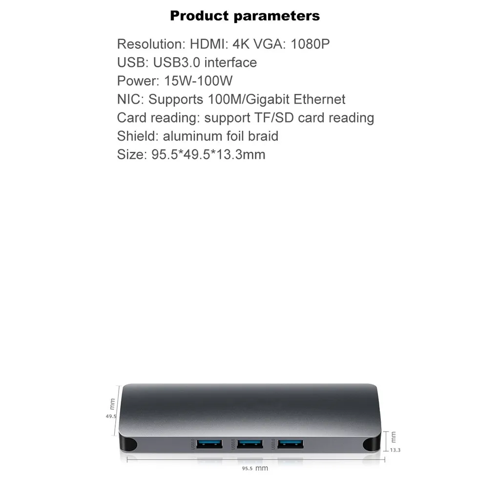 Type c к HDMI RJ45 аудио PD адаптер Nine-in-one Многофункциональный usb-концентратор
