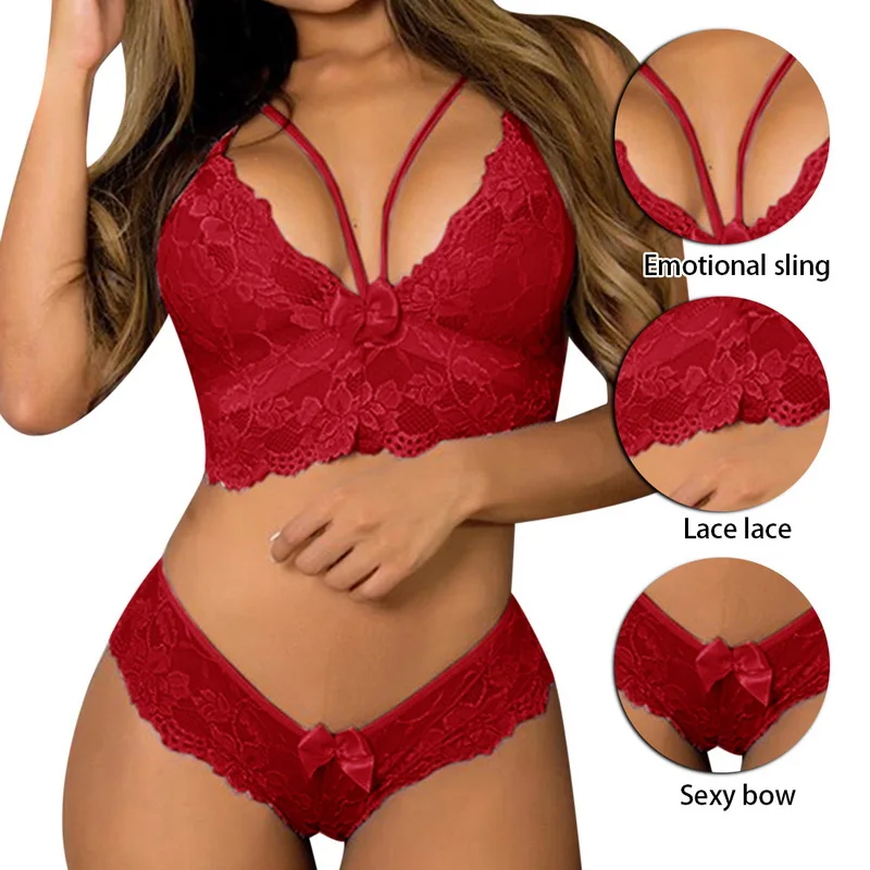 lounge underwear set Sexy Bra And Panties Set Lingerie Embroidery Erotic Bra And G String Thong Brief Sets Intimates Costumes Sex Women's Underwear sexy bra set