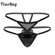TiaoBug Wet Look из лакированной кожи, Сетчатое нижнее белье с низкой посадкой, мини-Трусики-Танга бикини-танга, трусы, соблазнительные женские трусики, купальное белье