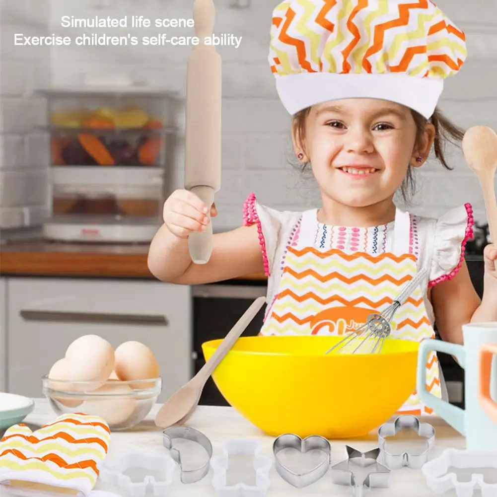 Детский набор для приготовления пищи и выпечки, Детский милый фартук, инструменты для выпечки торта, кухонные игрушки для детей