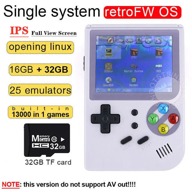 Gray RetroFWos 48GB Последняя версия 2,8 дюймов ips экран RG300 RetroFW OS Ретро игровая консоль двойная система Ручной игровой плеер игры эмуляторы внутри - Цвет: Gray RetroFWos 48GB