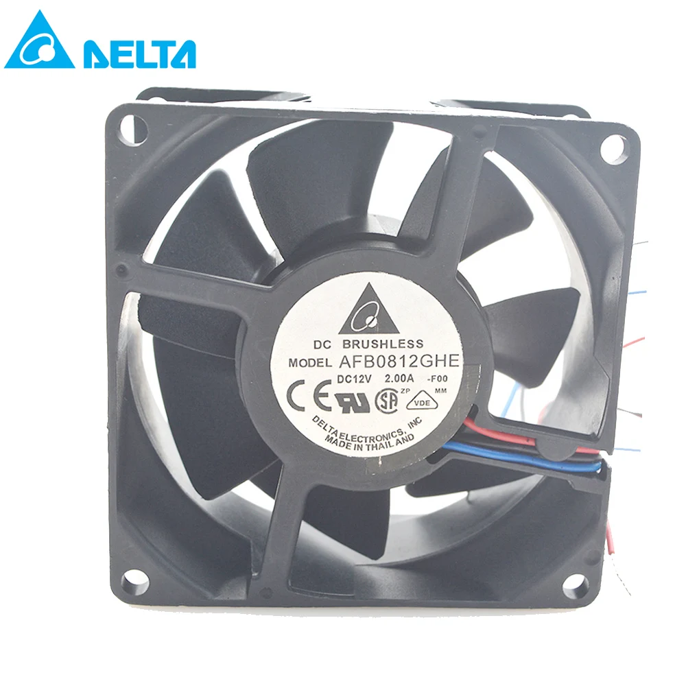 FOR DELTA AFB0812GHE 8038 8CM 80X80X38MM 12V 2.00A 3 Line Chassis Violence Fan