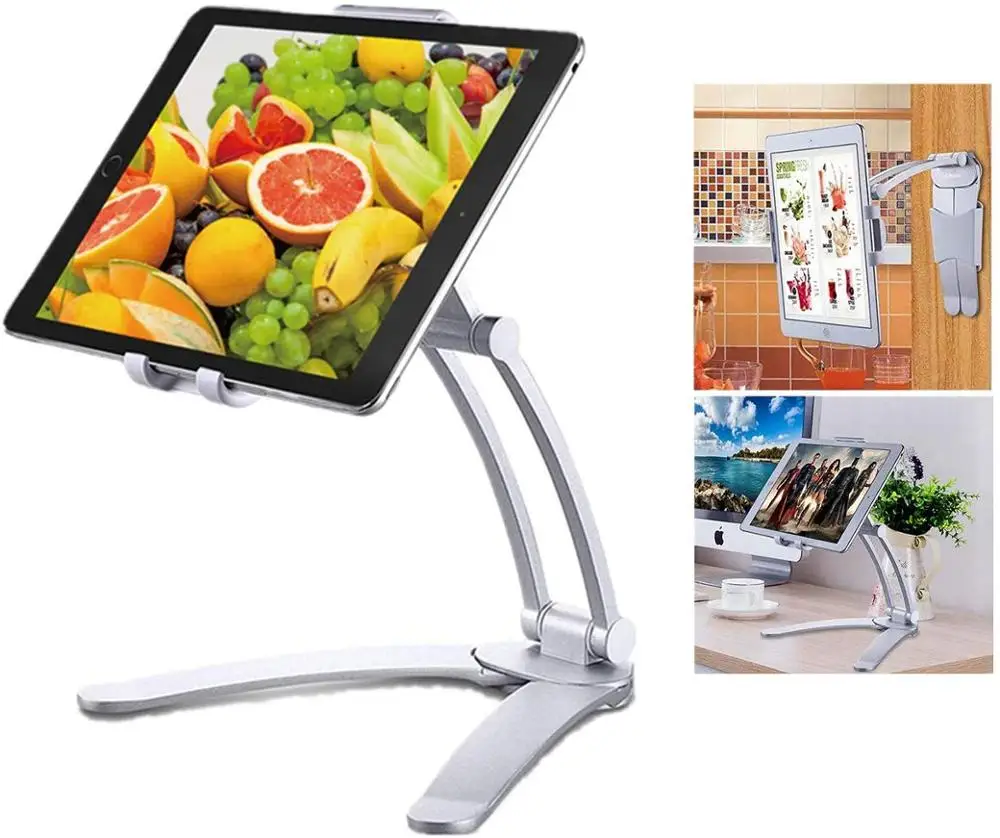 

XMXCZKJ Tablet Mount Stand 2-in-1 Kitchen Wall Mount / Countertop Rotating Holder Stand For Ipad iphone 11