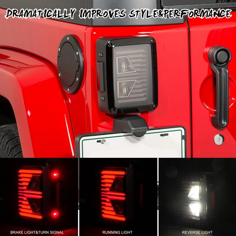 Светодиодный задний фонарь светильник s для 2007- Jeep Wrangler JK JKU, высокая интенсивность светодиодный фонарь светильник s с отверстиями для парковочных светильник, стоп-сигнал поворота лампы an