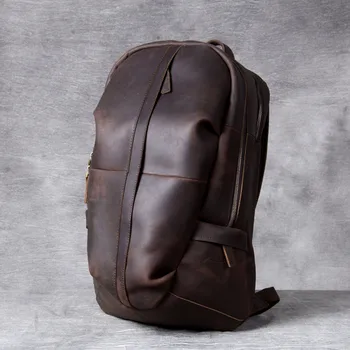 

Crazy Horse Leather Oxhide Top Layer Cow Leather Shoulder Bag Handmade Head Leather Backpack Cowhide Men's Computer Bag