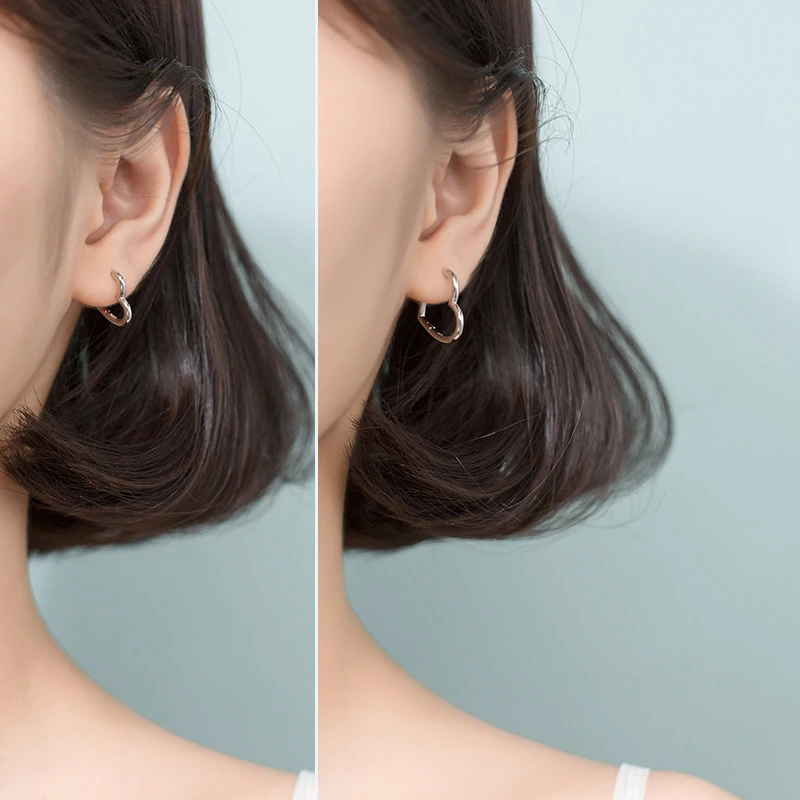 Modian натуральная 925 стерлингового серебра Глянцевая Сердца Хооп Серьги для женщин