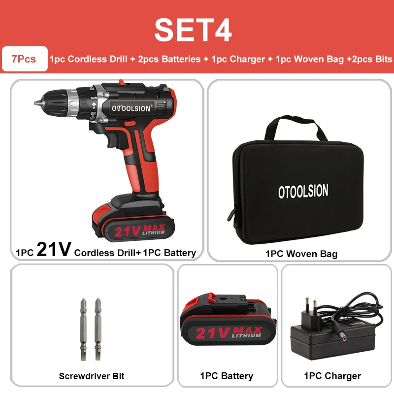 SET4 (2 pc battery) Новинка, 21 в, Аккумуляторная дрель, аккумуляторная отвертка, электрические инструменты, электрическая отвертка, инструменты, электрические для дерева, умственная керамика, рабочие - Цвет: SET4 (2 pc battery)