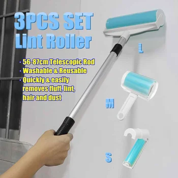 

3Pcs Pet Hair Picker Washable Roller Cleaner Lint Sticky Lint Roller for Wool Sheets Hair Clothes Fluff Dust Catcher Dust Drum