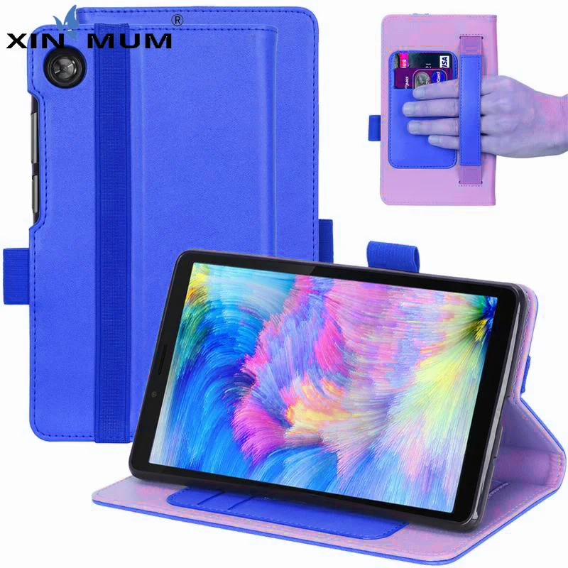 

Folding Folio Case for Lenovo Tab M7 TB-7305 TB-7305F Shockproof Tablet Cover with Hand Strap Flip Card Slot Stand Funda