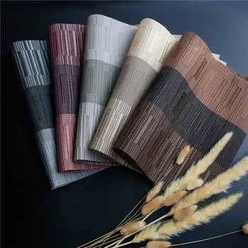 

Topfinle PVC Bamboo Plastic Placemats for Dining table mat set Linens place mat in Kitchen Tableware Pad Coffee Tea Place Mat