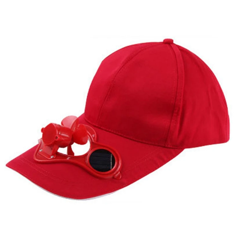 Solar Panel Powered Fan Cooling Baseball Cap Summer Sport Outdoor Travel New Running Cap - Цвет: RD