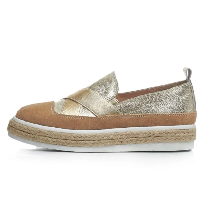 Купить 2019 spring and autumn new ladies fisherman shoes straw set foot muffin bottom loafers lazy thick platform women's  Обувь | Обувь без каблука (4000095026428)