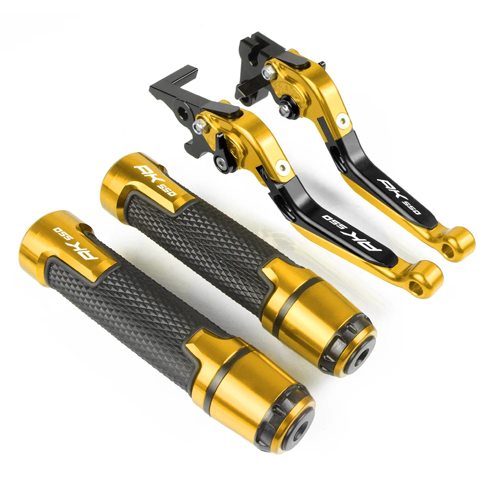 For KYMCO AK550 AK 550- CNC Aluminum Motorcycle Accessories Adjustable Foldable Brake Clutch Levers and Handlebar Grips - Цвет: BKGLBKGL AK550