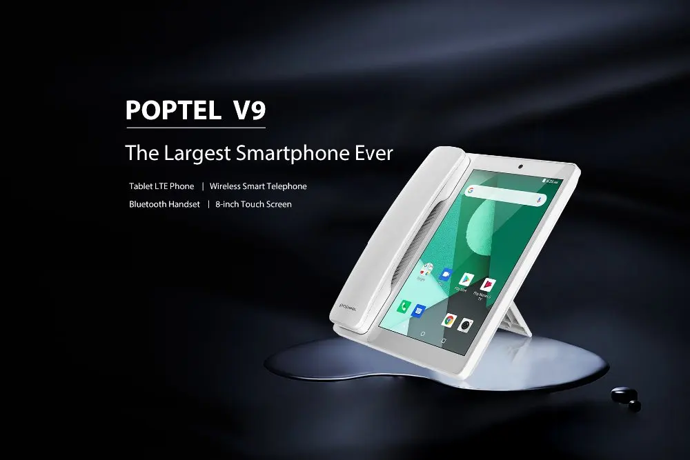 Poptel V9 Google play видеофон 8 дюймов 2g/16g bluetooth трубка для дома и офиса IOT устройство планшет телефон Примечание поддержка стола