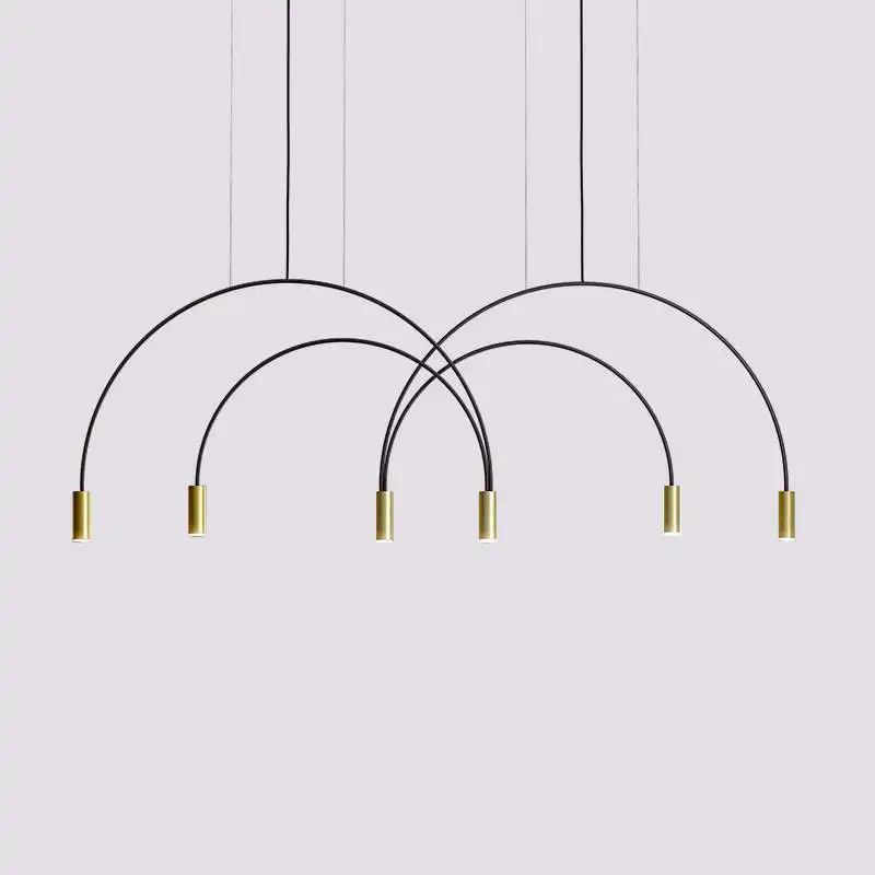 

Europe Minimalist Line Iron Lamp Modern Concise Originality Personality Arts Restaurant Dining Table Bar Counter A Chandelier