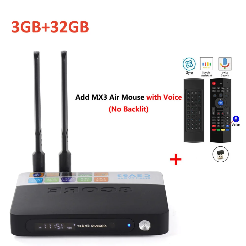 CSA93, приставка Android Tv Box Amlogic S912 Восьмиядерный 64-разрядный процессор 2 Гб оперативной памяти, 16 Гб встроенной памяти, 2,4G/5,8G двойной WI-FI LAN 1000 м Bluetooth4.0 4k HD H.265 Декодер каналов кабельного телевидения - Цвет: 3GB32GB  add mx3 mic