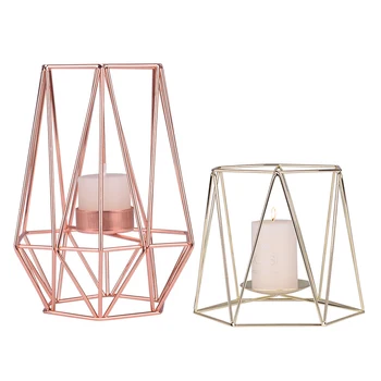 

Europe iron Geometric Candle Holders matching block candle stand Romantic Durable Candlesticks Wedding Home Decoration Craft