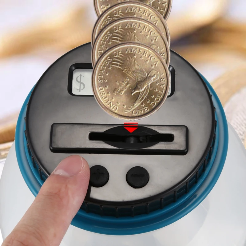 1.8L Shrinkable Piggy Bank Counter Coin Money Saving Box Electronic Digital LCD Counting Jar Coins Storage Box for USD Money