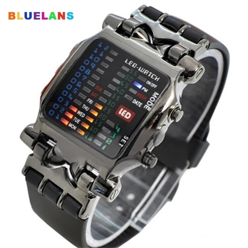 

Fashion Cool Business Top Brand Luxury Unisex Binary LED Digital Date Square Dial Casual Sport Plastic Band Wrist Watch relogio