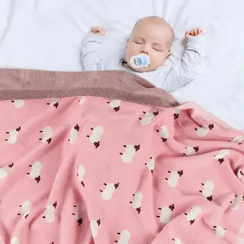 

Baby Blankets 100% Cotton Cartoon Newborn Swaddle Wrap Blanket Rabbit Knit Toddler Quilt Photography Stroller Blanket