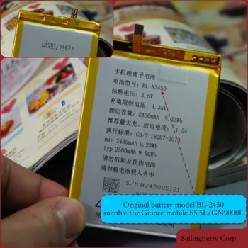 

Battery suitable for Gionee Mobile ELIFE S5.5L/GN9000L with Battery Model BL-N2450（Please check this model firstly）