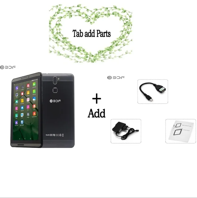 Bundle 1 7 дюймов планшетный ПК с системой андроида и 6,0 4G/3g Телефонный звонок 1 ГБ/16 ГБ 4 ядра Wi-Fi, Bluetooth, Dual SIM Поддержка планшетный ПК - Bundle: Bundle 1