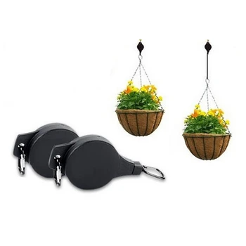 

Retractable Garden Pulley Basket Pull Down Hanging Hanger Plant Pot Hooks Planter Plastic Holder For Home Garden Flowerpot Hook