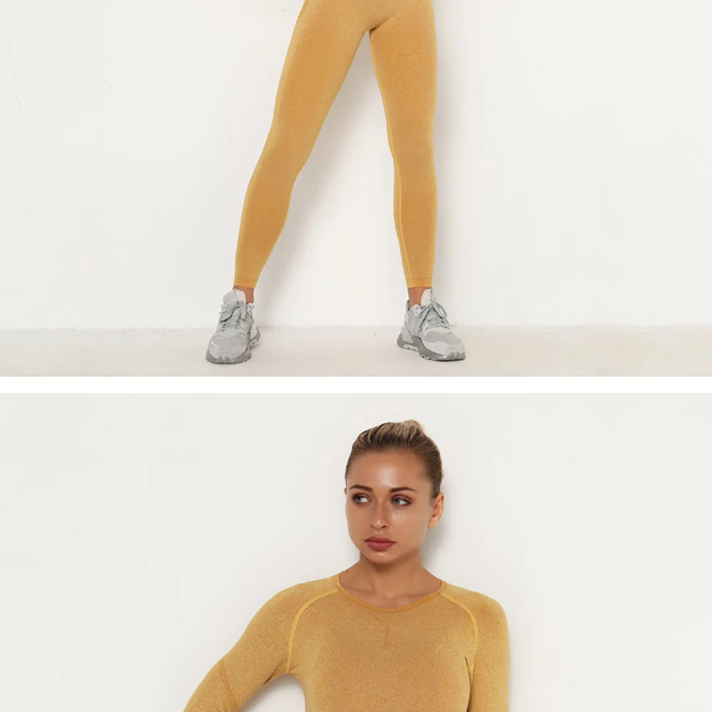 跨境欧美-无缝瑜伽服套装吸汗提臀-高腰健身裤女紧身长袖运动套装-阿里巴巴_05