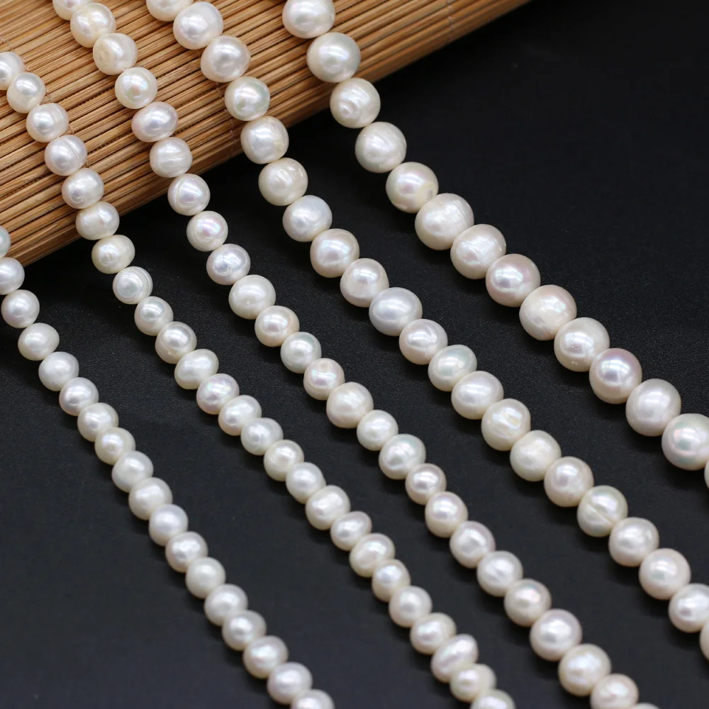 

Wholesale AA Real Pearl Beads White Round Natural Freshwater Pearls Loose Beads for Jewelry Making DIY Bracelet Necklace 14''
