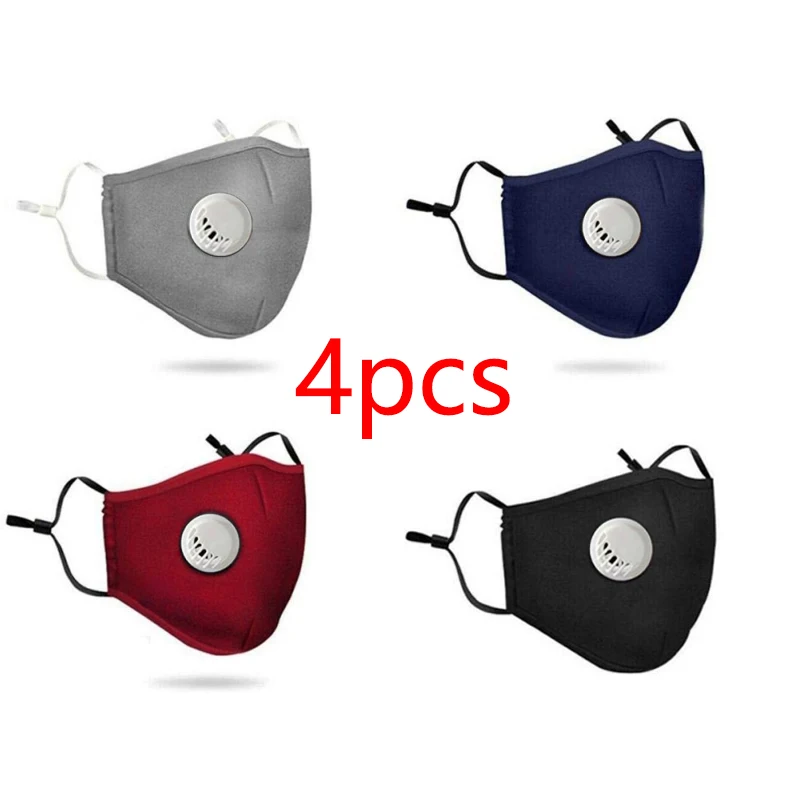 4PCS Reusable Washable Cotton Mask Breathing Valve PM2.5 Anti Dust Face Mask Unisex Replaceable Filter 5 layer Protective Filter|Masks| - AliExpress
