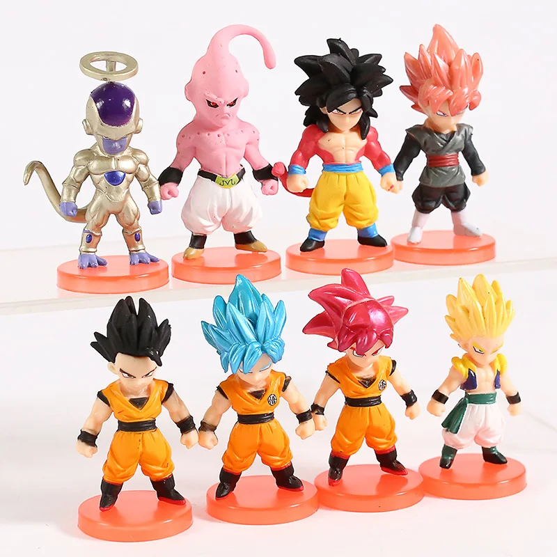 Dragon Ball Z Super Saiyan God Blue Rose Son Goku Black Gohan Gogeta Majin Buu Freeza ПВХ Фигурки игрушки 8 шт./компл