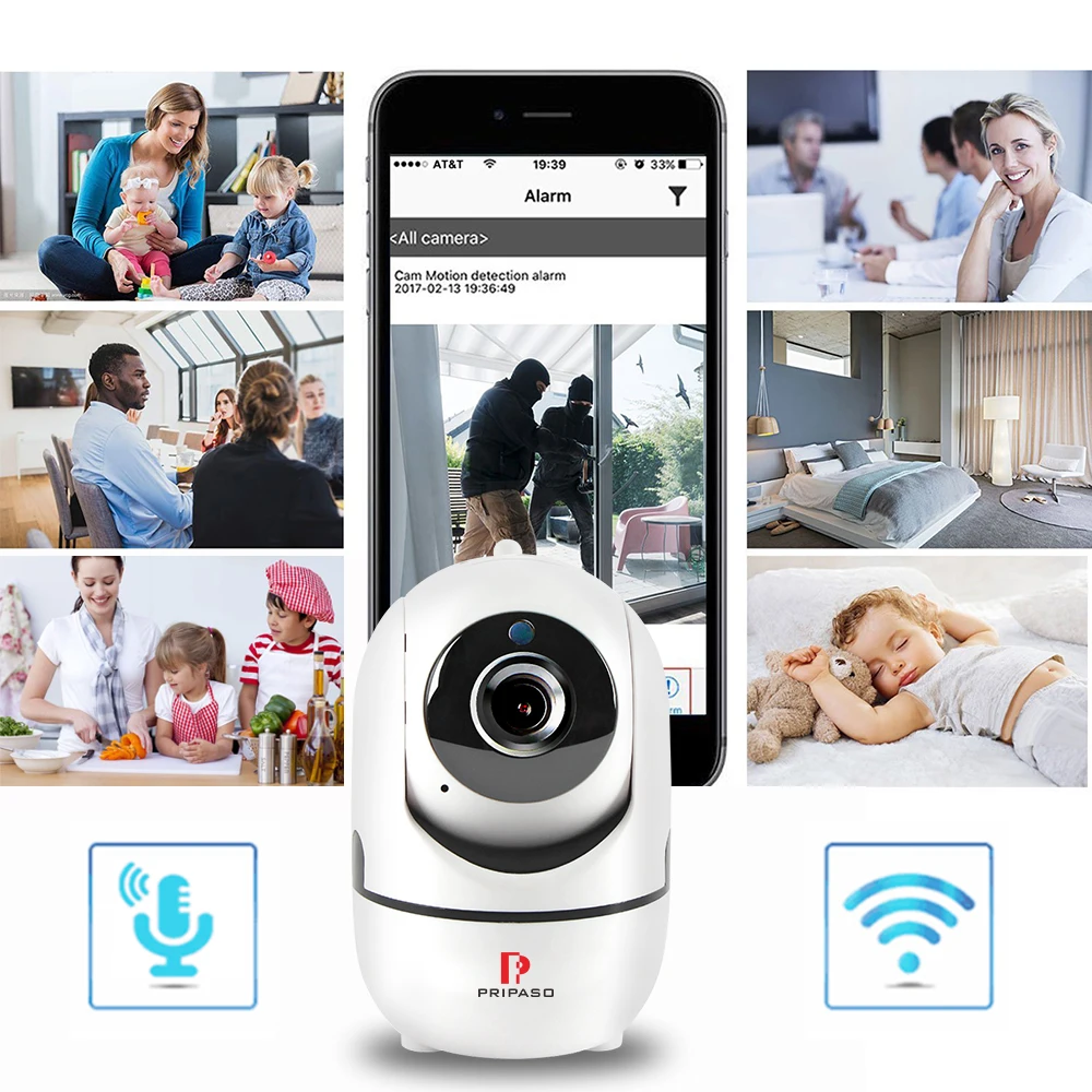 Pripaso 1080P детский монитор камера Крытый Wifi ip-камера удаленное видео автоматическое отслеживание камеры наблюдения детская купольная камера