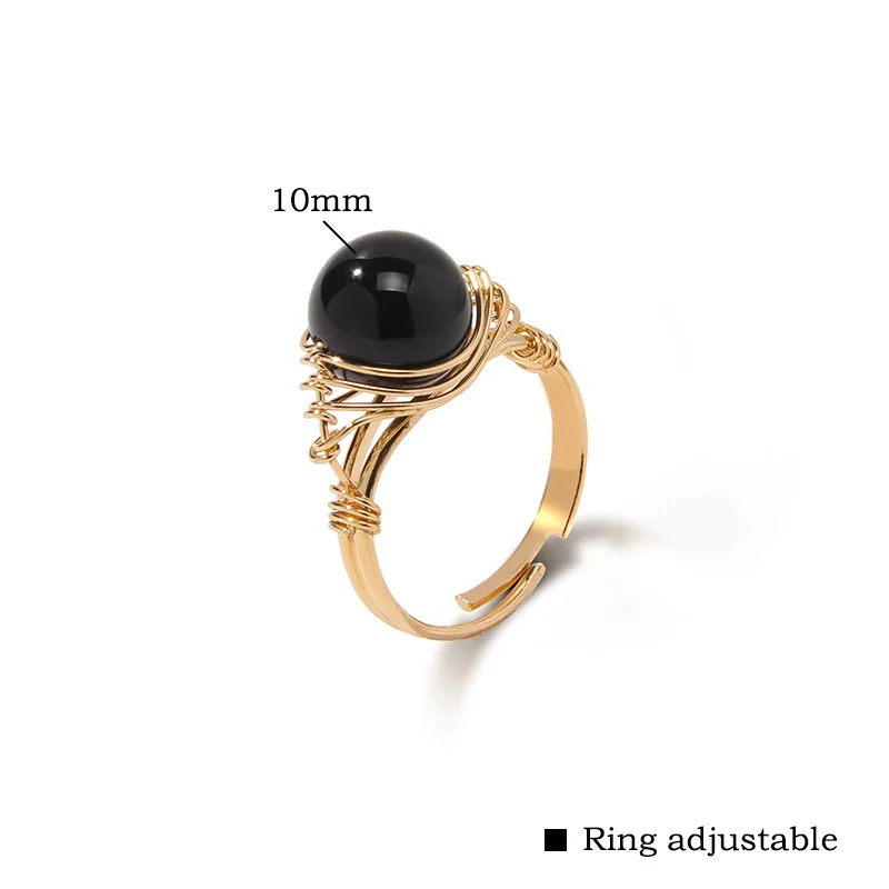 Anello Artigianale In Quarzo Rosa Naturale Con Avvolgimento In Filo Oro – Regolabile, Fatto A Mano